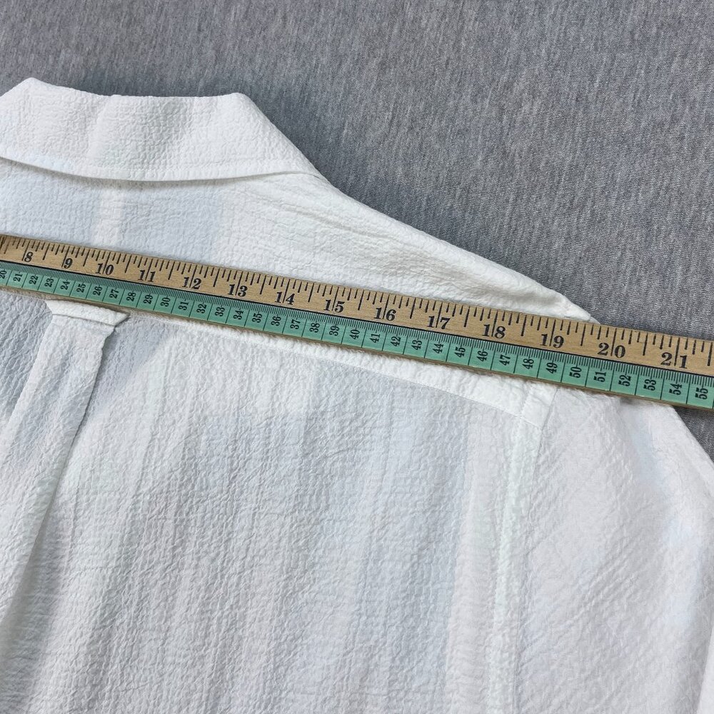 Todd Snyder Portuguese Seersucker Camp Shirt Men L White Loop Collar Long Sleeve - Picture 11 of 15